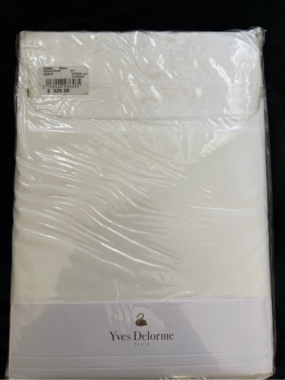 Yves Delorme Palace Roma Queen Duvet Cover Blanc 500TC Egyptian Cotton NWT